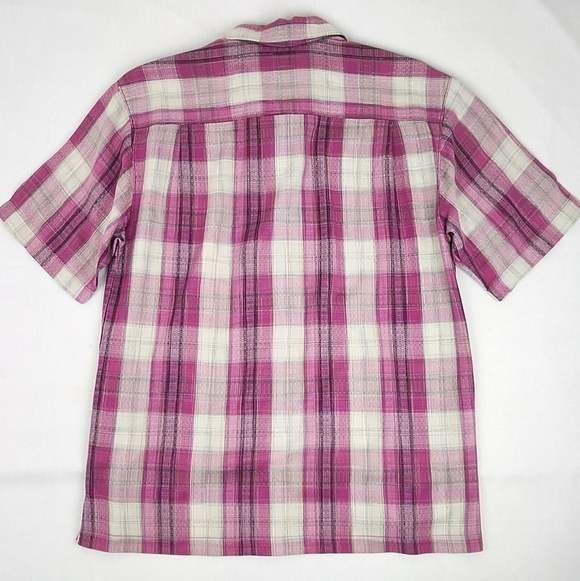Tommy Bahama Pink Plaid 100% Silk Button Down Pocket Shirt. - Picture 4 of 4